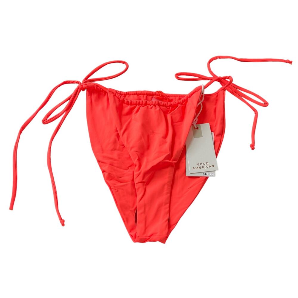 Good American Size Large Tiny Ties Swim Bottom Hot‎ Coral Size 3